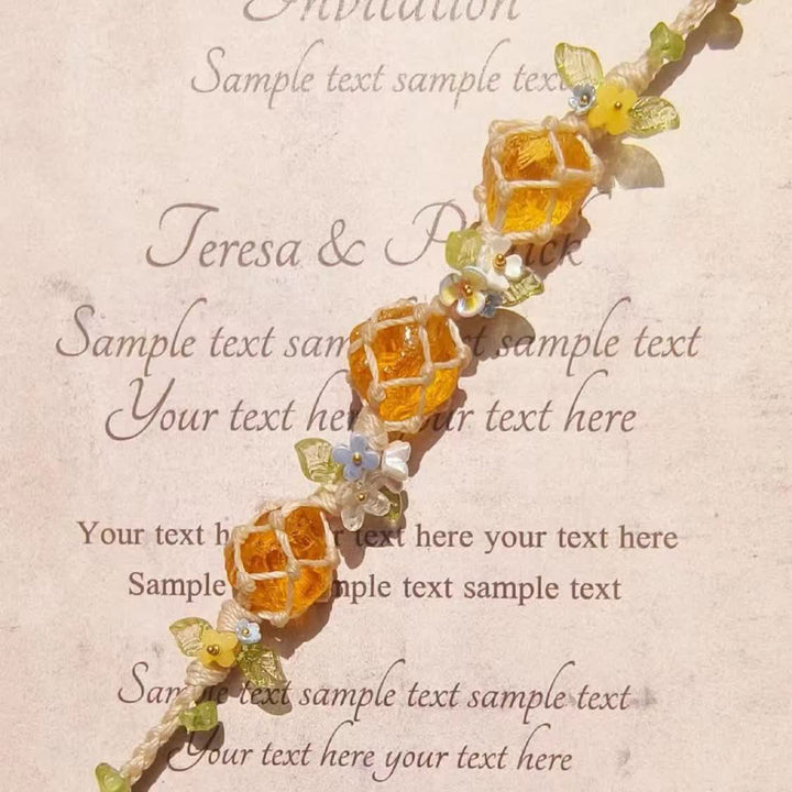 Olivenorma Natural Citrine Peridot Crystal Braided Bracelet