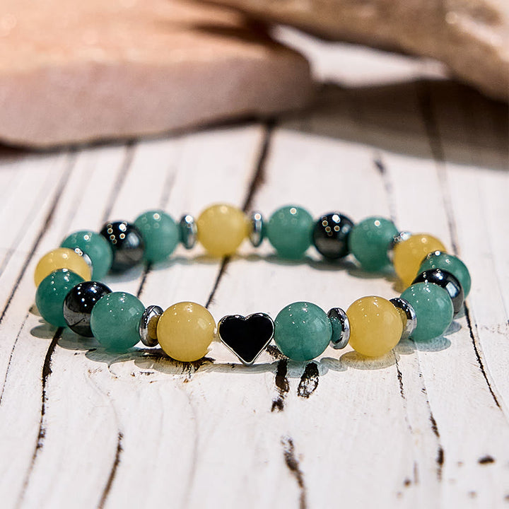 Olivenorma Green Aventurine Yellow Jade Heart Beaded Bracelet