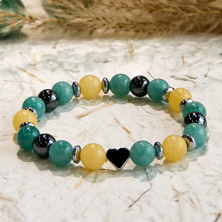 Olivenorma Green Aventurine Yellow Jade Heart Beaded Bracelet