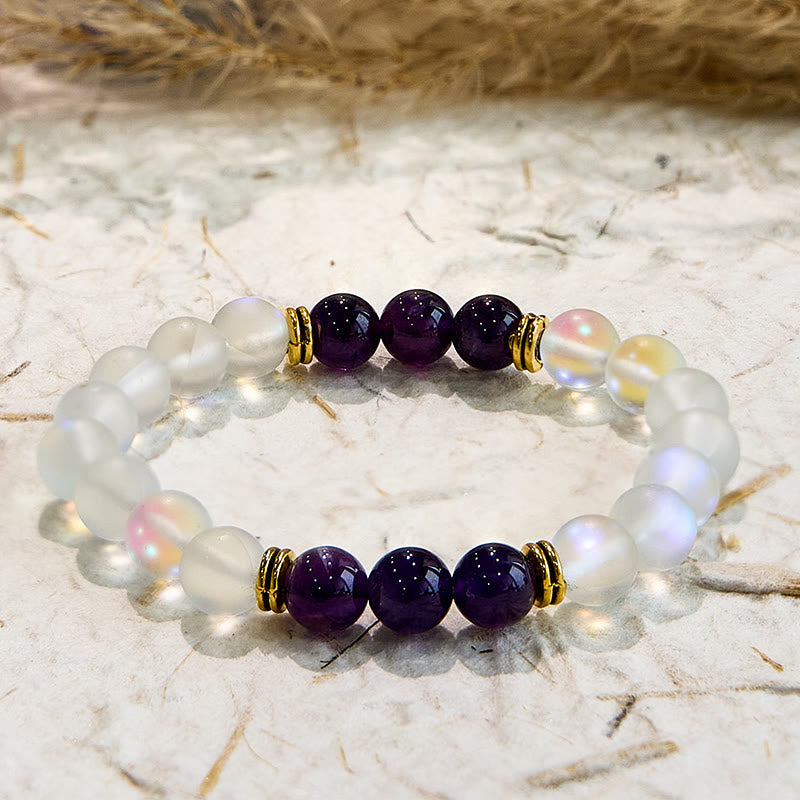 Olivenorma Frosted Glitter Angel Aura Quartz Natural Gem Bracelet