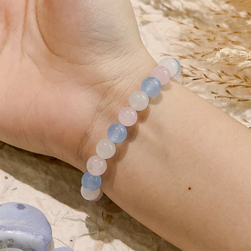 Olivenorma Aquamarine White Jade Natural Gem Beaded Bracelet