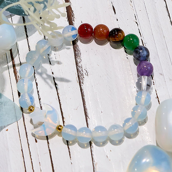 Olivenorma Opal Chakra Moon And Star Beaded Bracelet