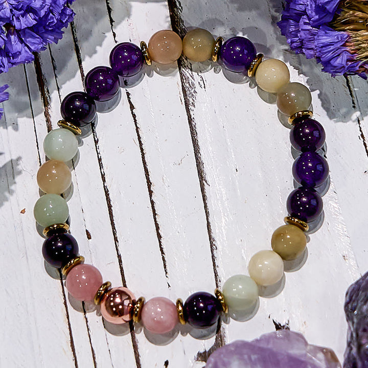 Olivenorma Natural Amethyst Amazonite Sleep Well Healing Bracelet