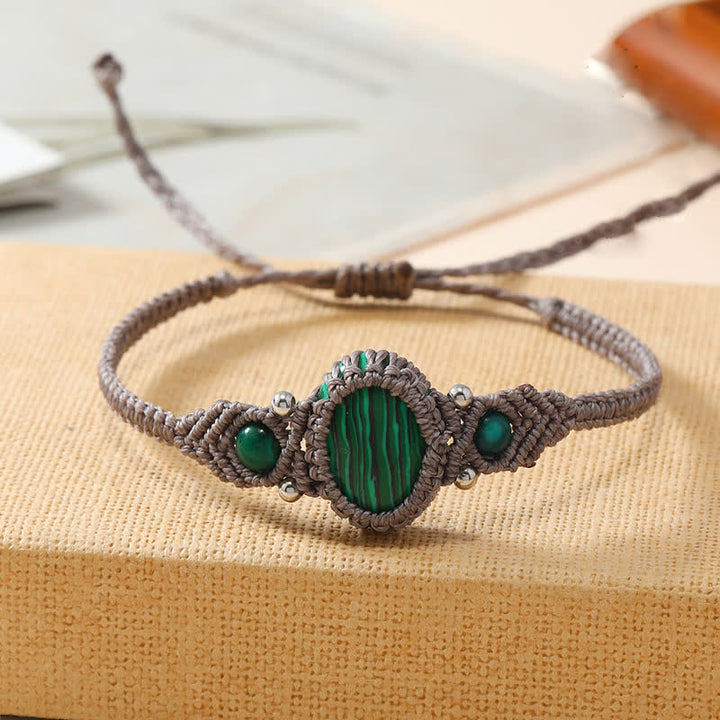 Olivenorma Woven Wrapped Oval Cut Crystal Braided Bracelet