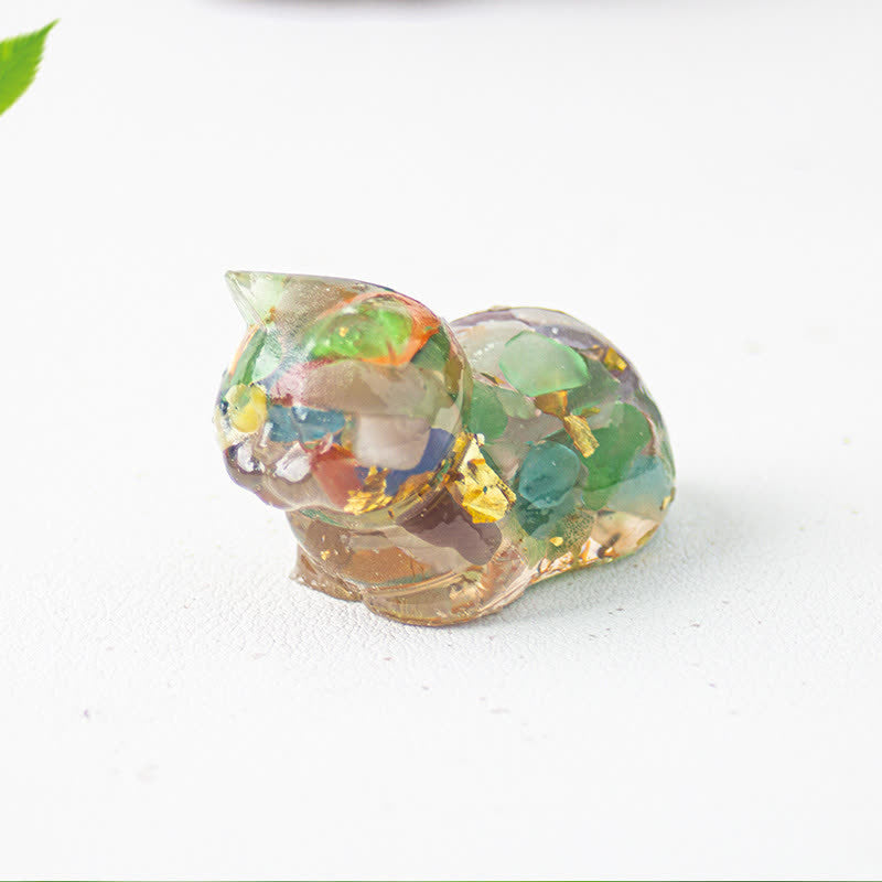 Olivenorma Natural Crystal Resin Cat Gemstone Decoration