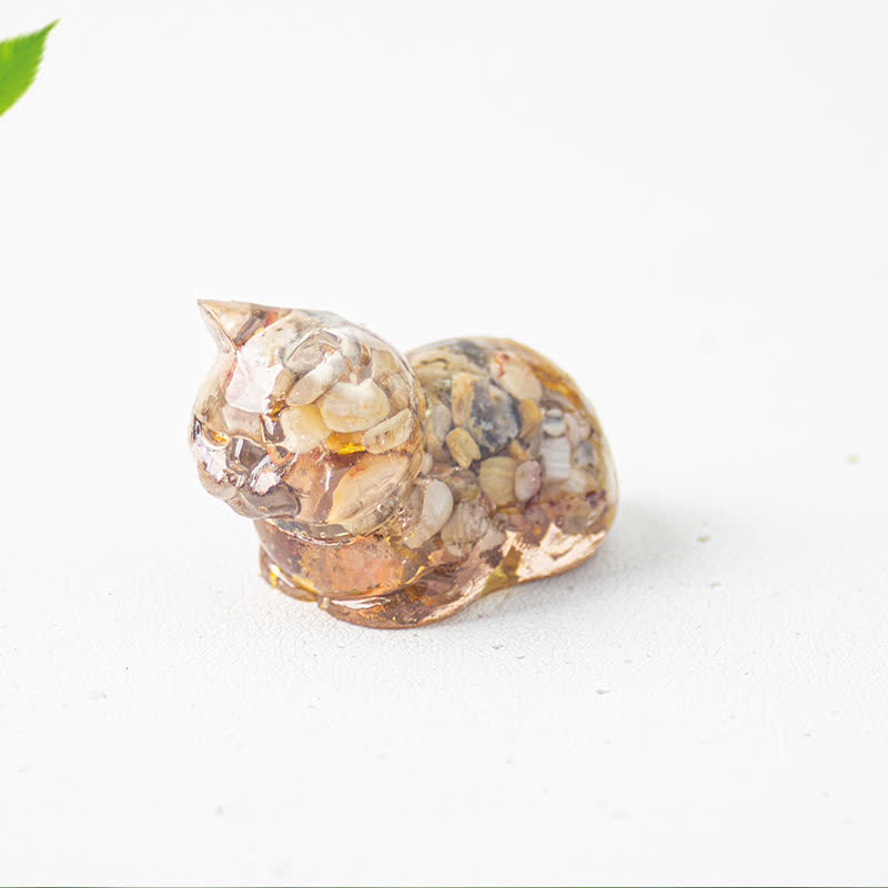 Olivenorma Natural Crystal Resin Cat Gemstone Decoration - image 41