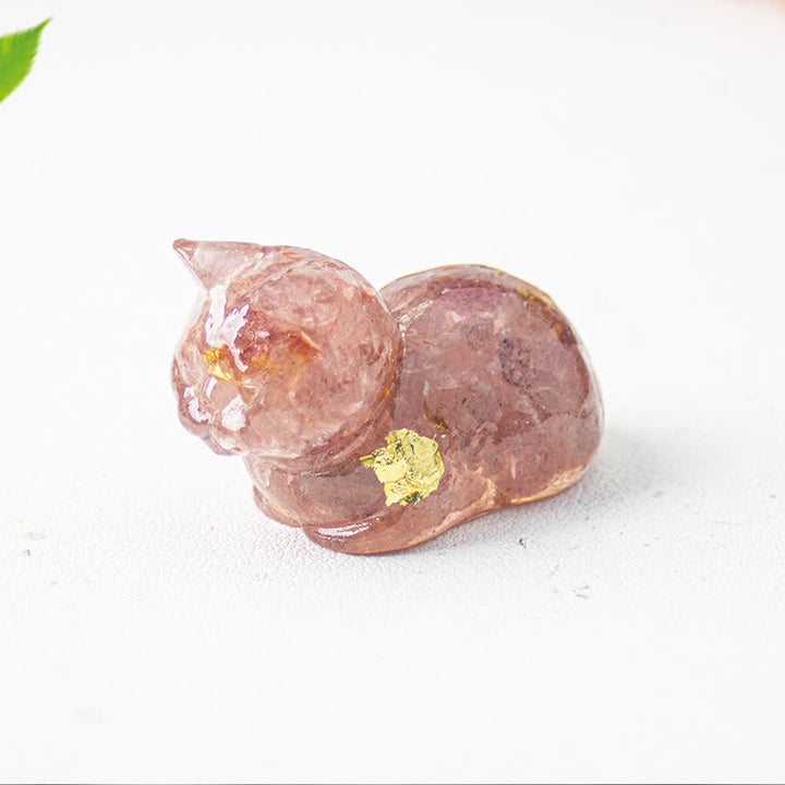 Olivenorma Natural Crystal Resin Cat Gemstone Decoration - image 33