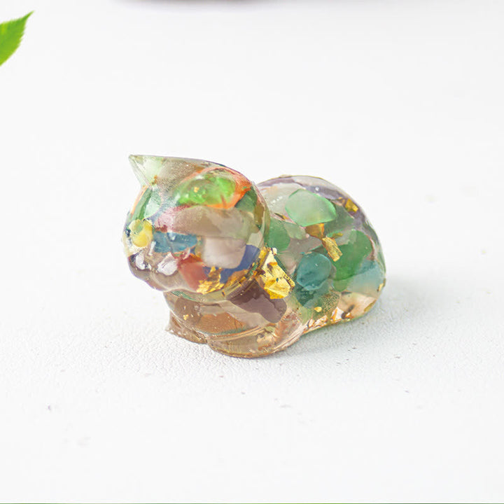 Olivenorma Natural Crystal Resin Cat Gemstone Decoration - image 3
