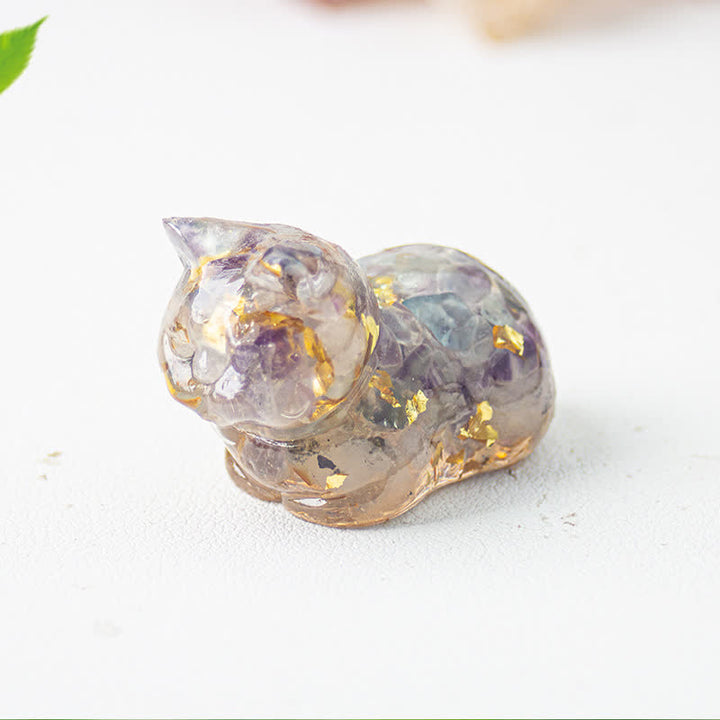 Olivenorma Natural Crystal Resin Cat Gemstone Decoration - image 21