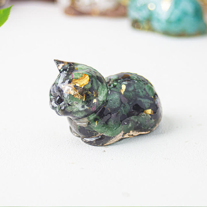 Olivenorma Natural Crystal Resin Cat Gemstone Decoration - image 31