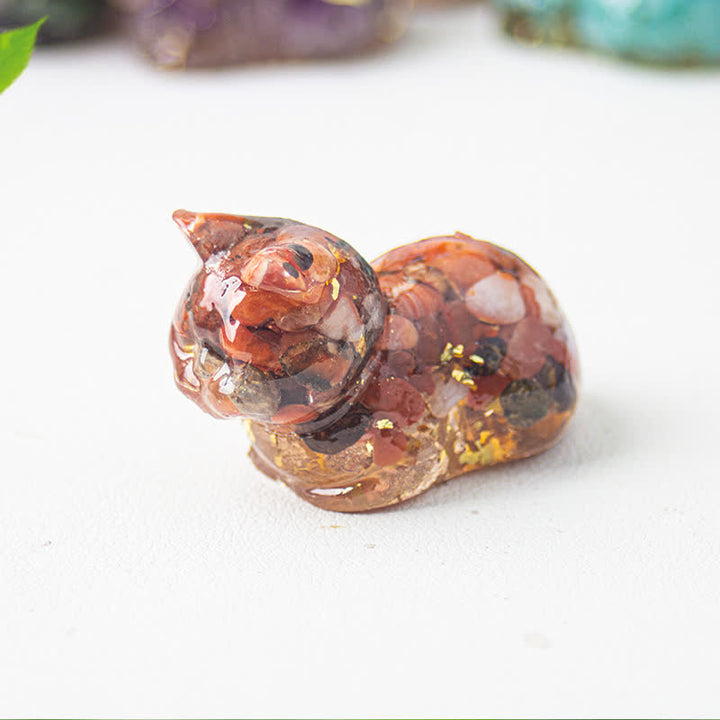 Olivenorma Natural Crystal Resin Cat Gemstone Decoration - image 23