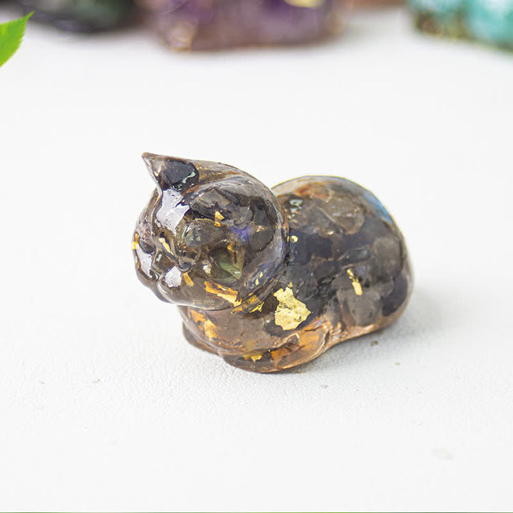 Olivenorma Natural Crystal Resin Cat Gemstone Decoration