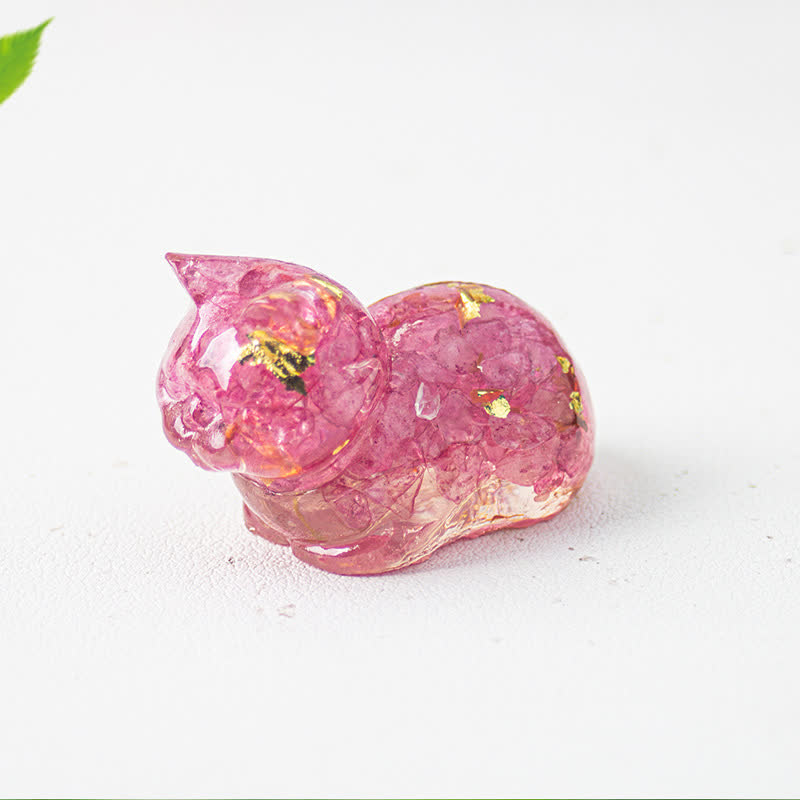 Olivenorma Natural Crystal Resin Cat Gemstone Decoration - image 19