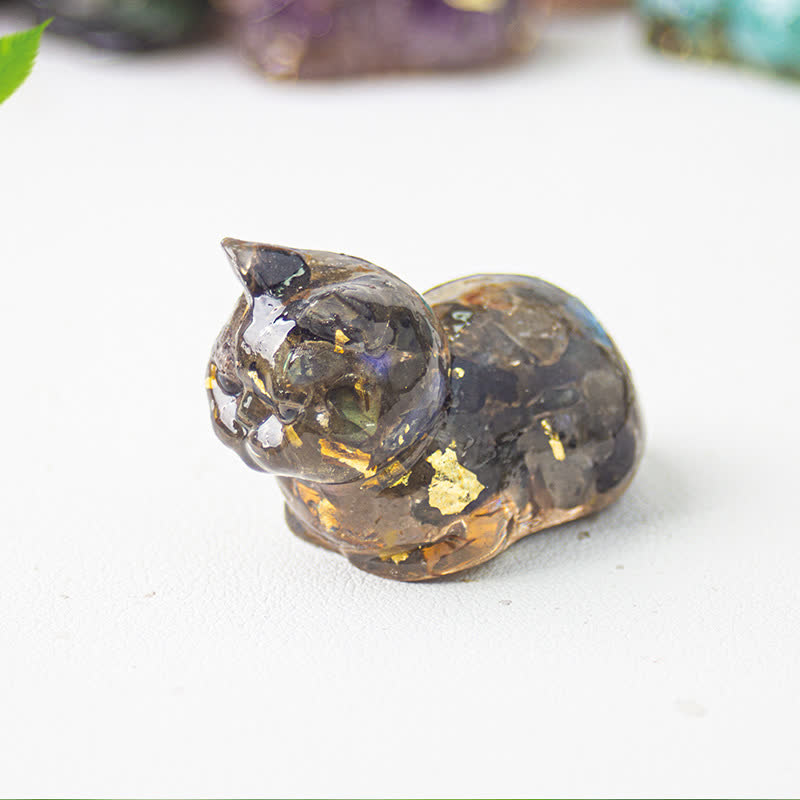 Olivenorma Natural Crystal Resin Cat Gemstone Decoration - image 11