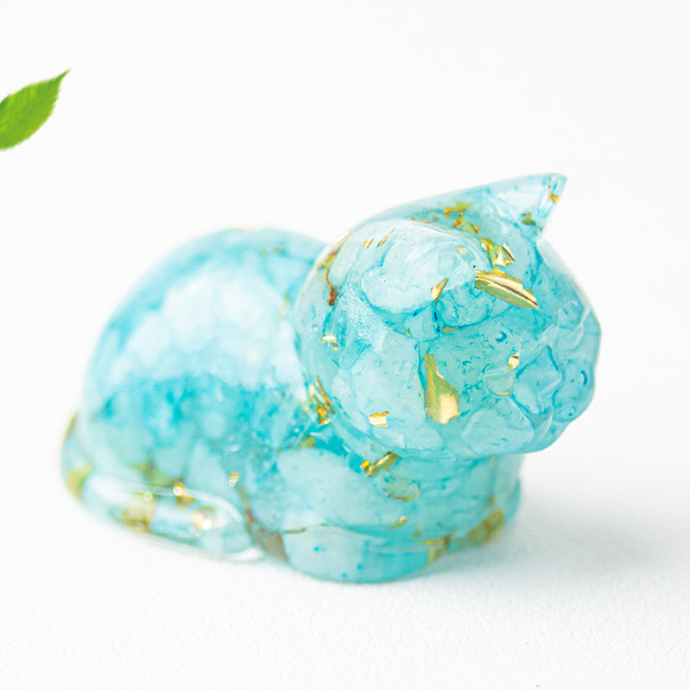 Olivenorma Natural Crystal Resin Cat Gemstone Decoration - image 1