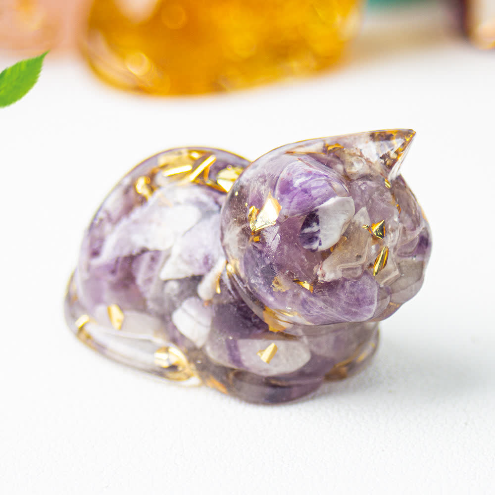 Olivenorma Natural Crystal Resin Cat Gemstone Decoration - image 15