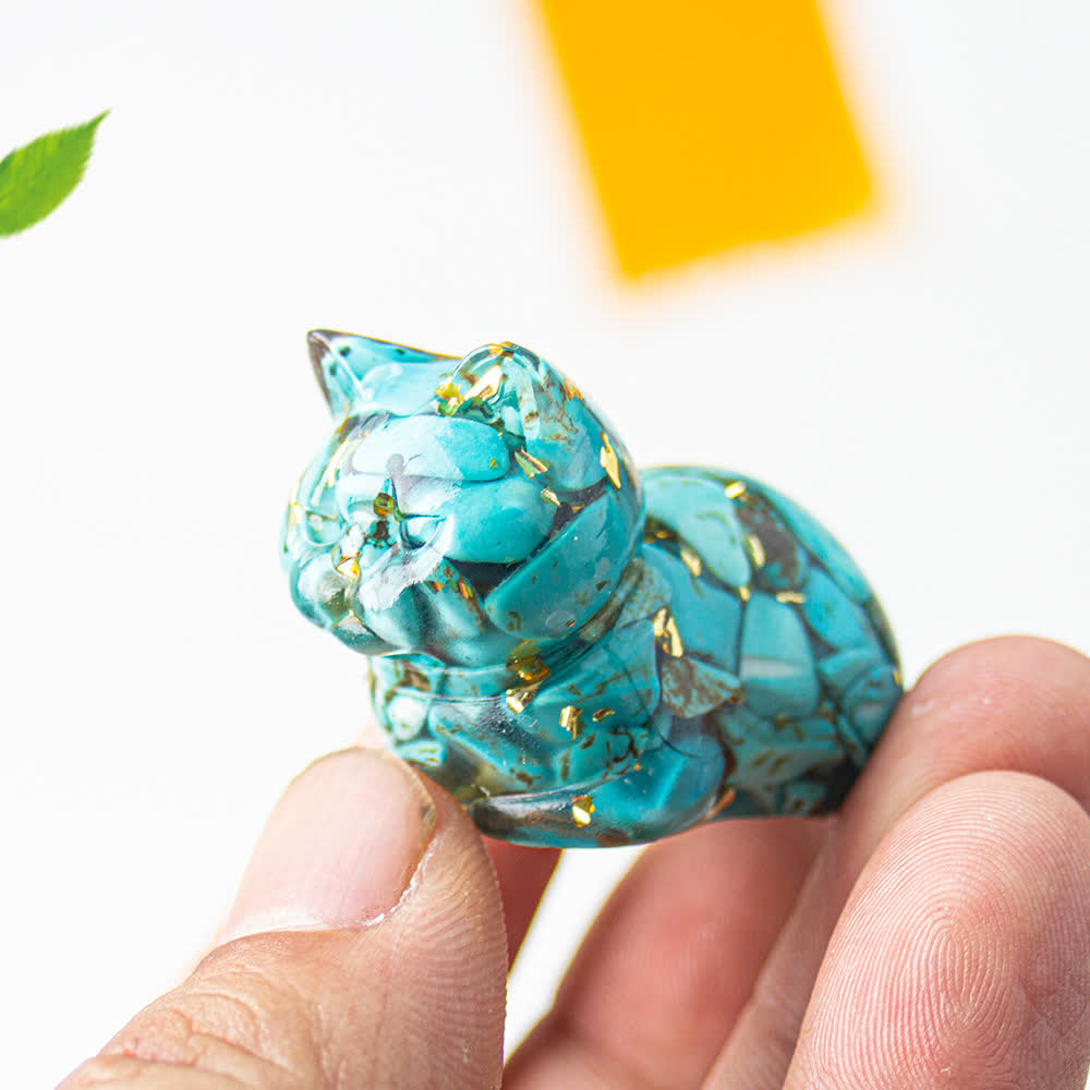 Olivenorma Natural Crystal Resin Cat Gemstone Decoration - image 36