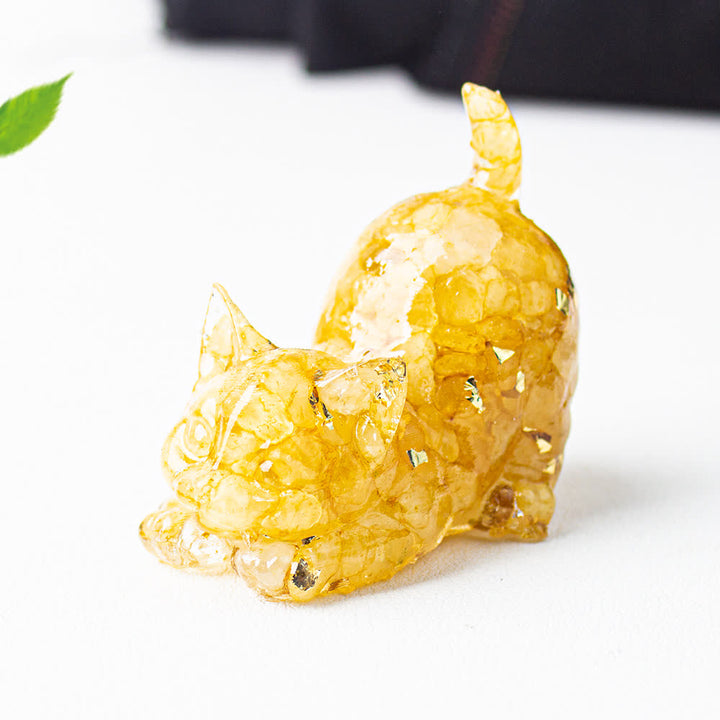 Olivenorma Playful Blessing Crystal Cat Figurine Gemstone Decoration - Yellow Aventurine - With Card - image 67