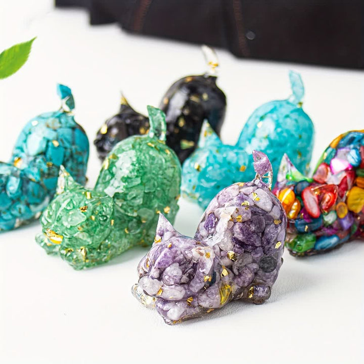 Olivenorma Crystal Resin Stretching Cat Gemstone Decoration - image 0