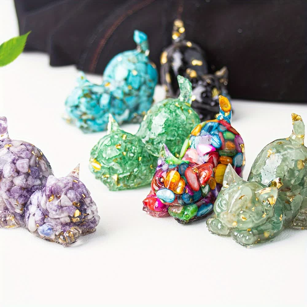 Olivenorma Playful Blessing Crystal Cat Figurine Gemstone Decoration - image 75