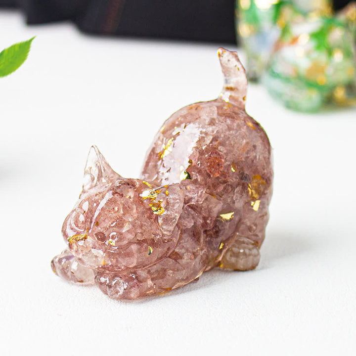 Olivenorma Crystal Resin Stretching Cat Gemstone Decoration - image 53