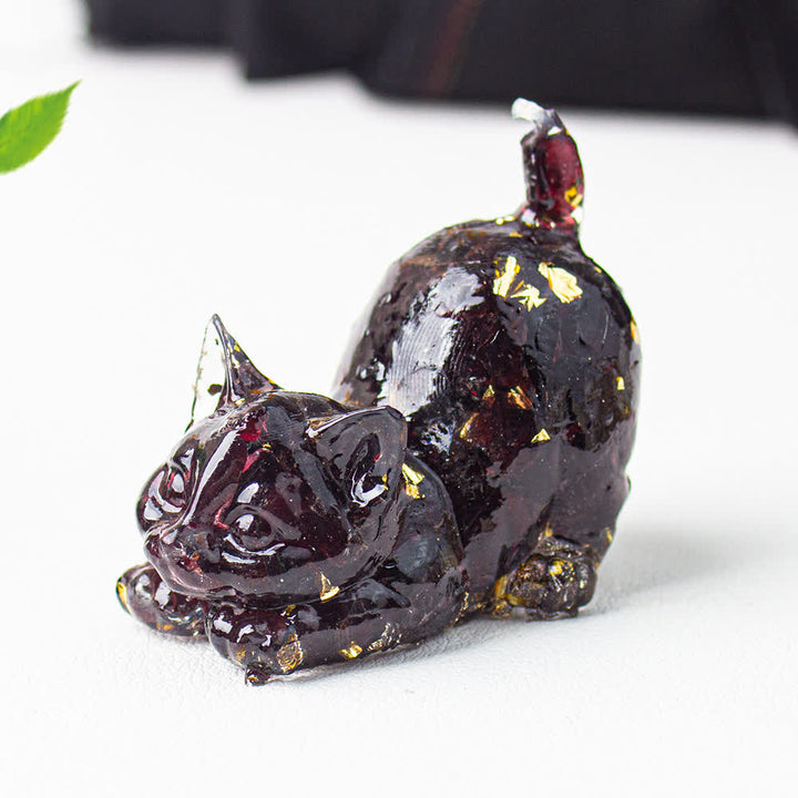 Olivenorma Playful Blessing Crystal Cat Figurine Gemstone Decoration - Garnet - With Card - image 19