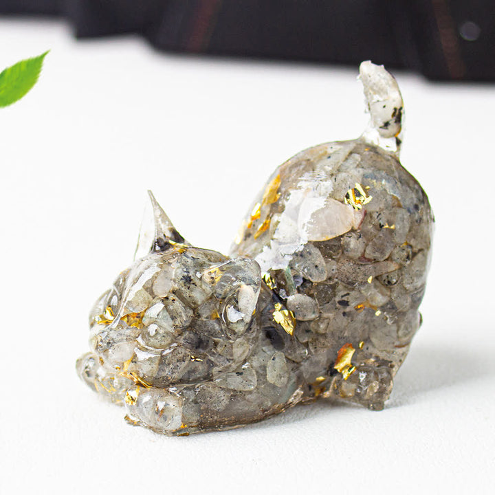 Olivenorma Crystal Resin Stretching Cat Gemstone Decoration