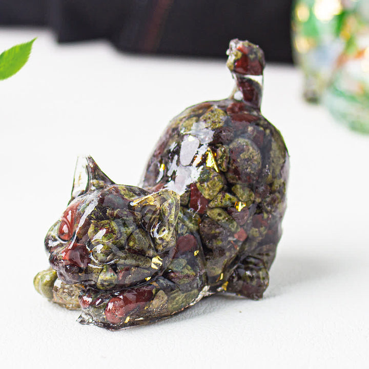 Olivenorma Crystal Resin Stretching Cat Gemstone Decoration