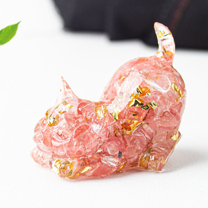 Olivenorma Playful Blessing Crystal Cat Figurine Gemstone Decoration - Red Smelting Quartz - With Card - image 51