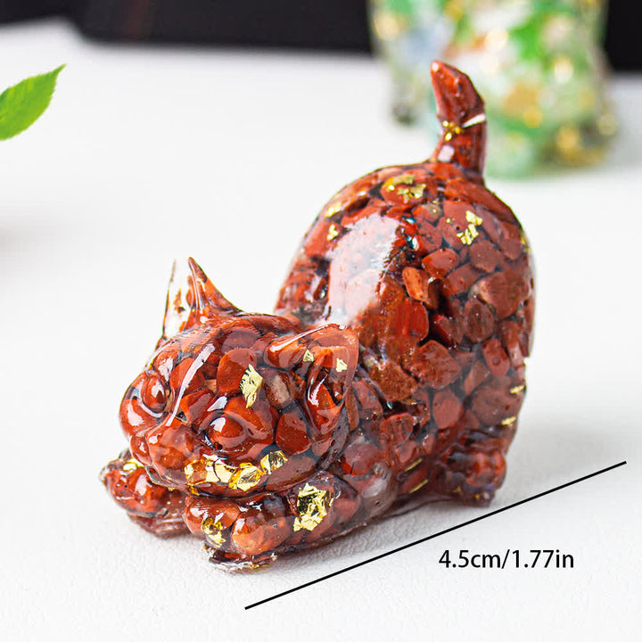 Olivenorma Crystal Resin Stretching Cat Gemstone Decoration