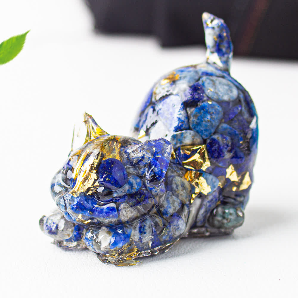 Olivenorma Playful Blessing Crystal Cat Figurine Gemstone Decoration - Lapis Lazuli - With Card - image 31