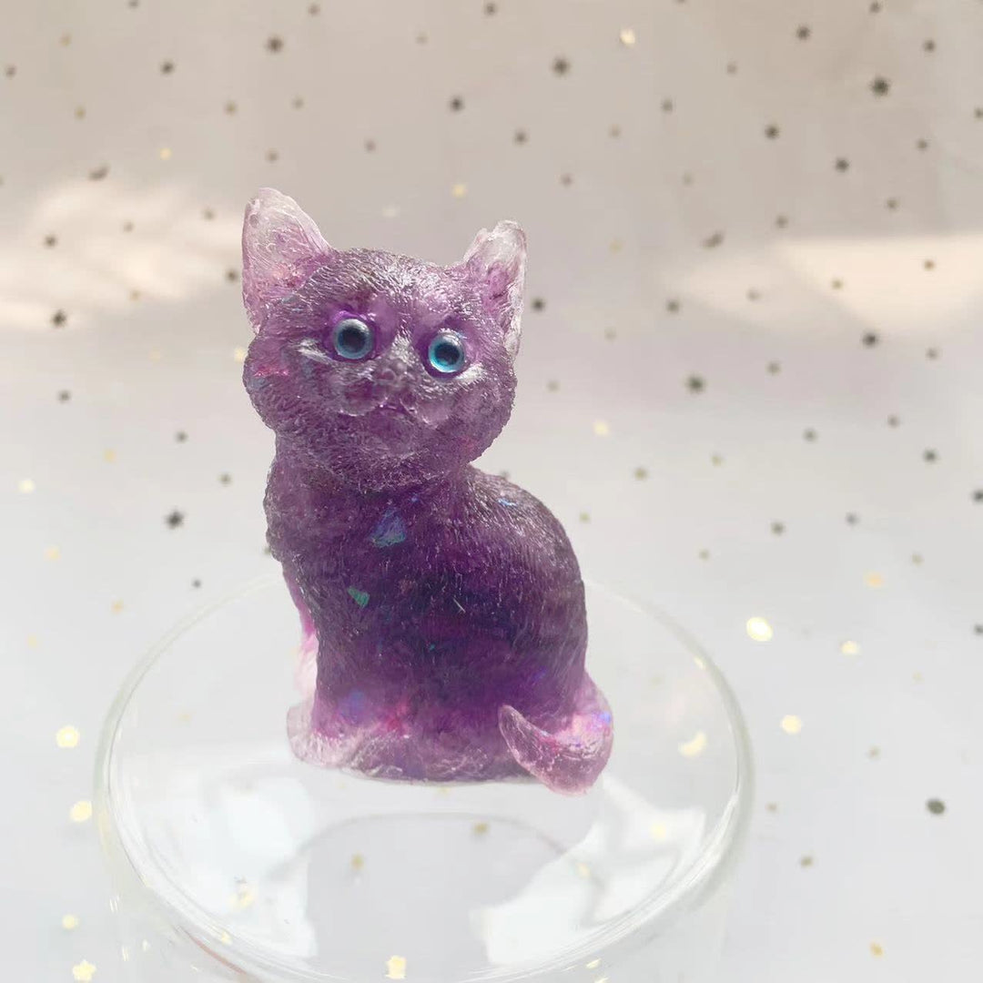 Olivenorma Crystal Resin Standing Cat Gemstone Decoration