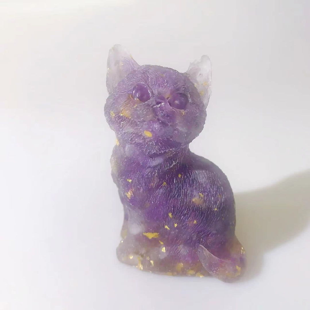 Olivenorma Crystal Resin Standing Cat Gemstone Decoration