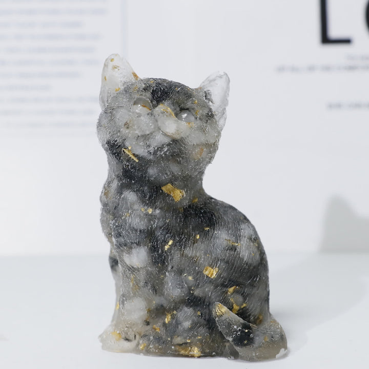 Olivenorma Crystal Resin Standing Cat Gemstone Decoration