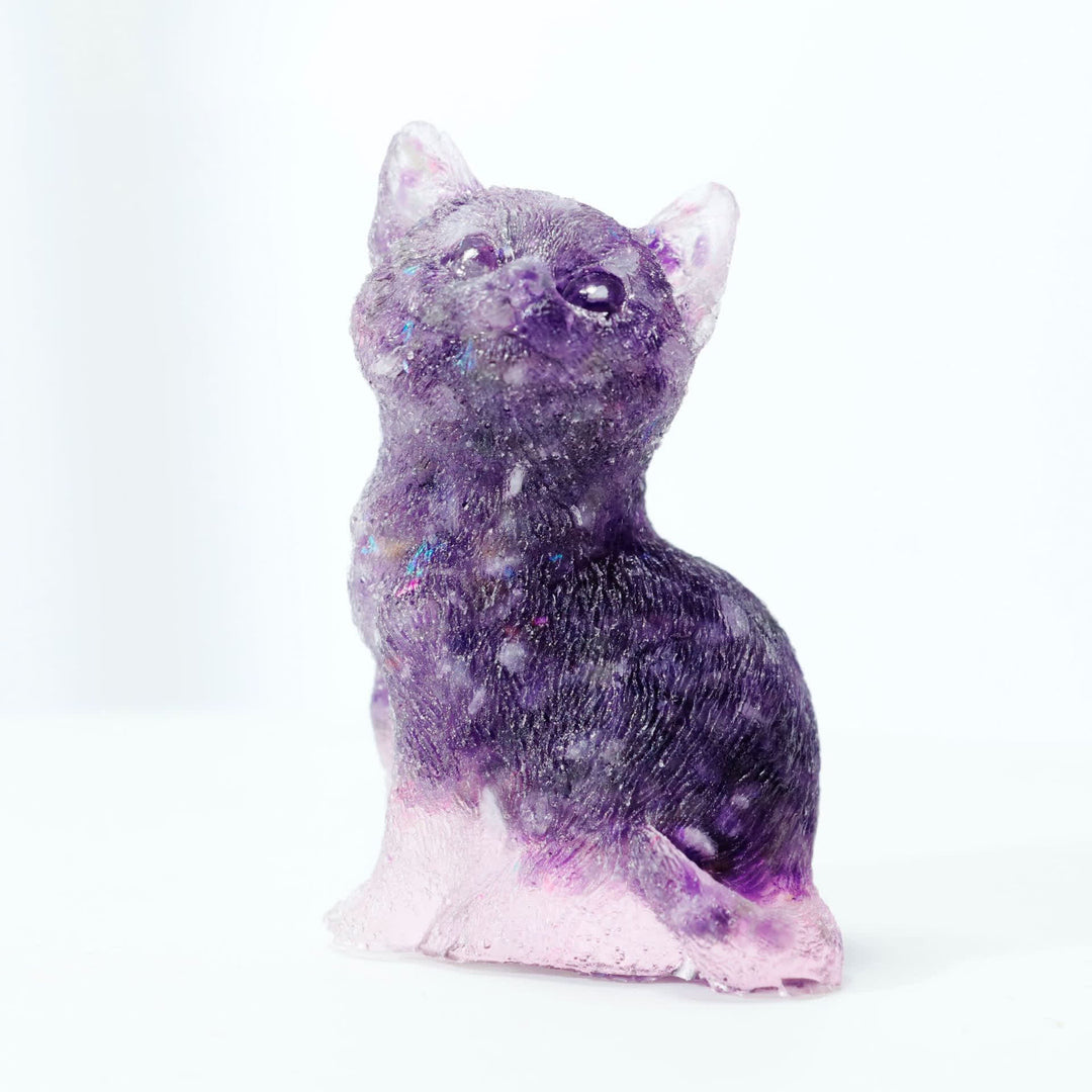 Olivenorma Crystal Resin Standing Cat Gemstone Decoration