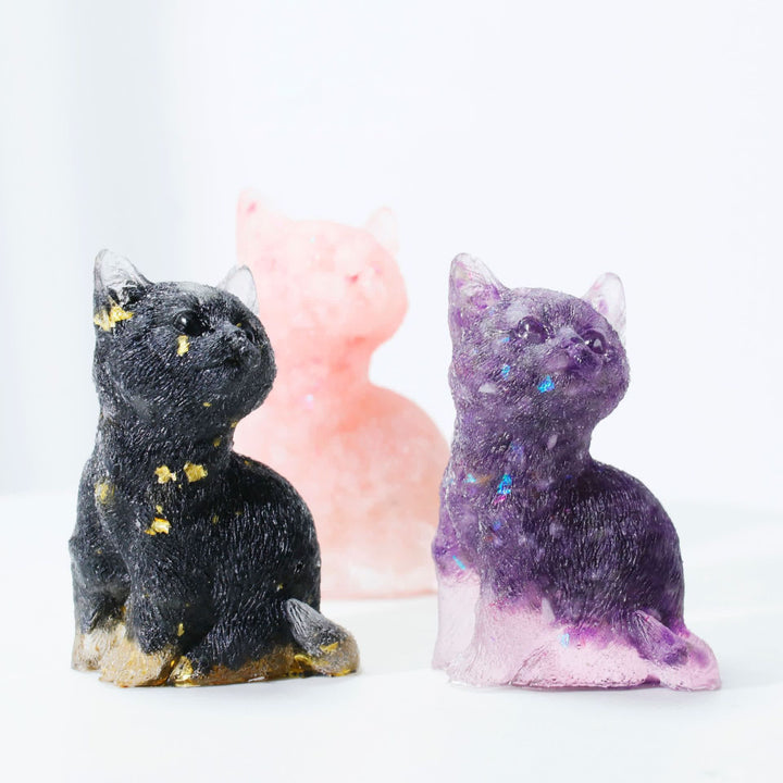 Olivenorma Crystal Resin Standing Cat Gemstone Decoration