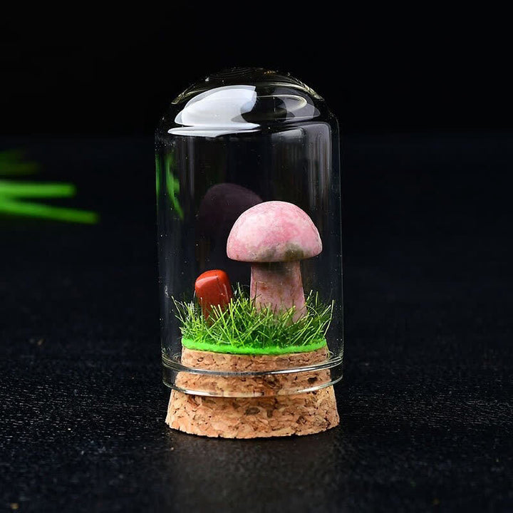 Olivenorma Glass Cover Crystal Mushroom Carving Gemstone Decoration