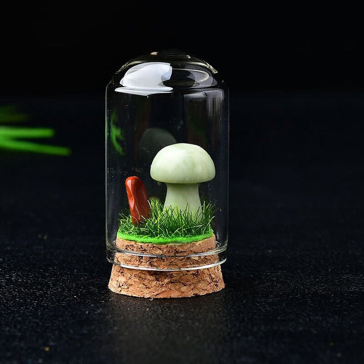 Olivenorma Glass Cover Crystal Mushroom Carving Gemstone Decoration