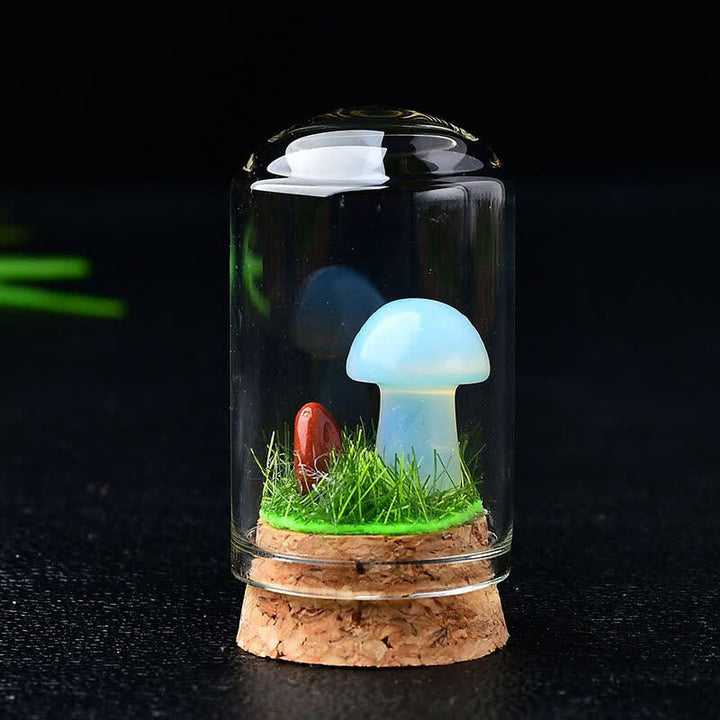 Olivenorma Glass Cover Crystal Mushroom Carving Gemstone Decoration