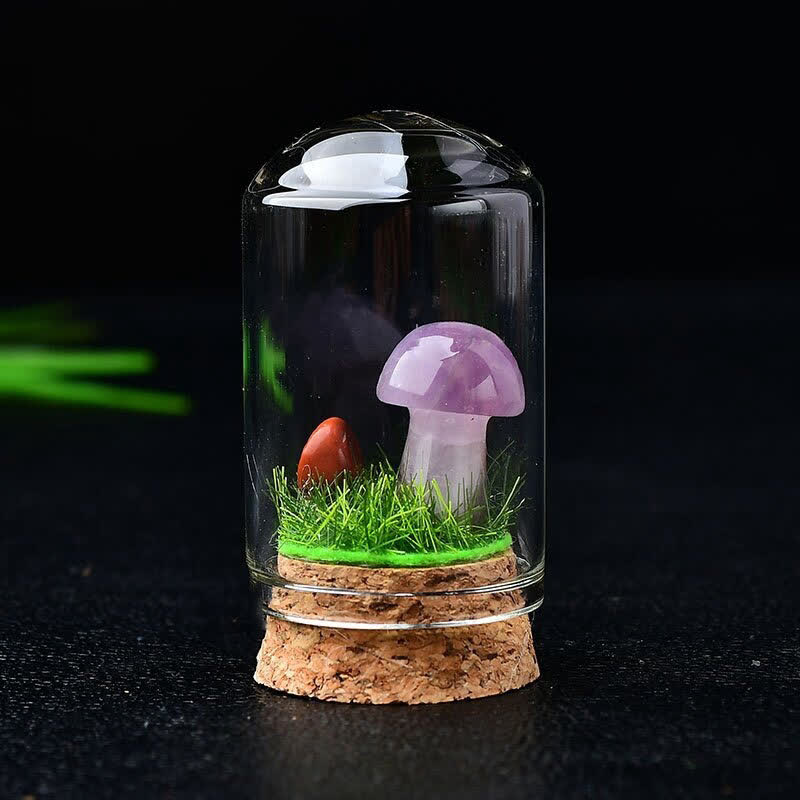 Olivenorma Glass Cover Crystal Mushroom Carving Gemstone Decoration - image 1