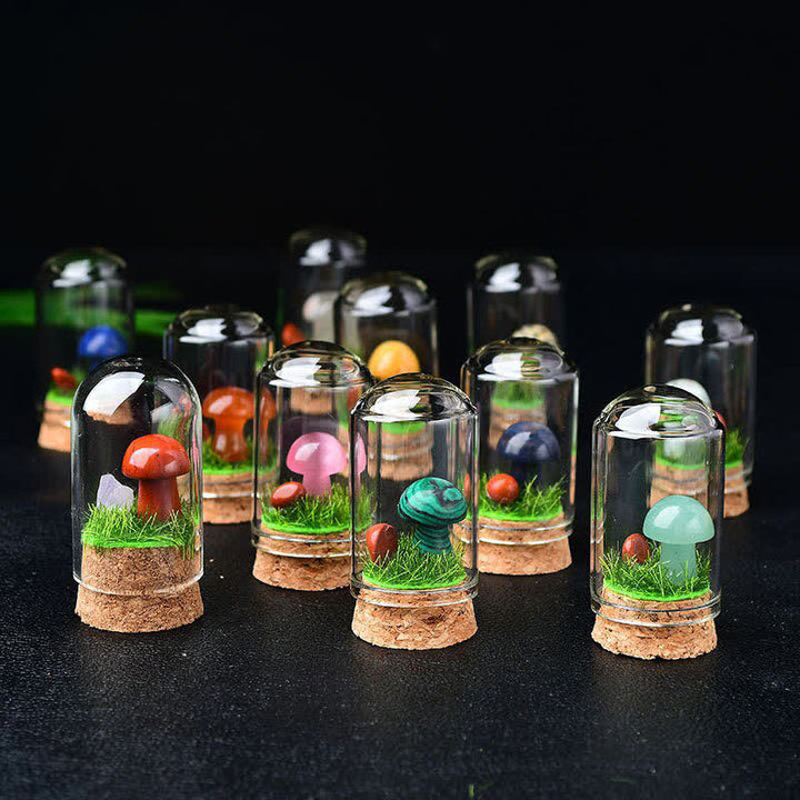 Olivenorma Glass Cover Crystal Mushroom Carving Gemstone Decoration