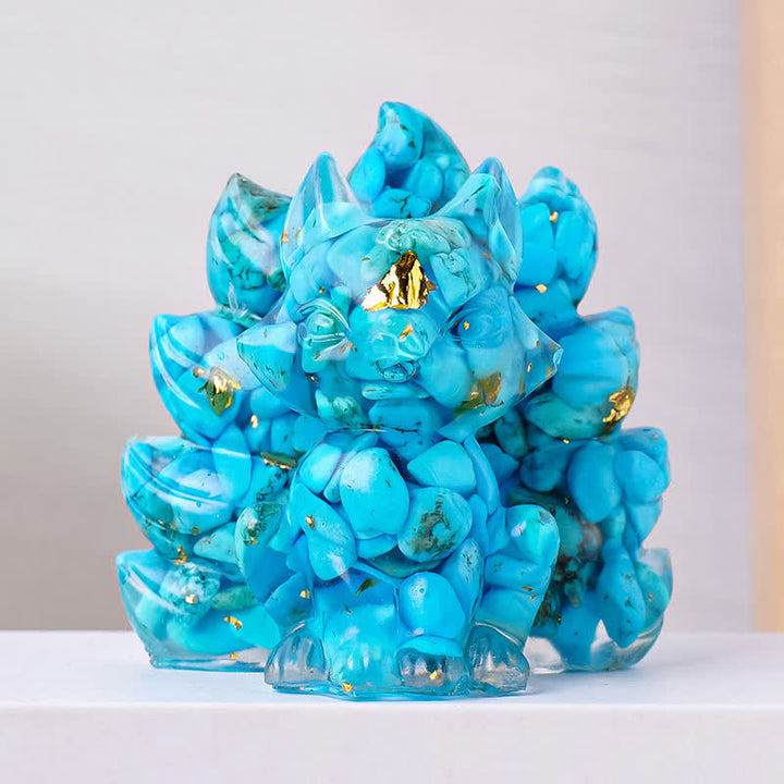 Olivenorma Crystal Resin Nine-Tailed Fox Carving Gemstone Decoration