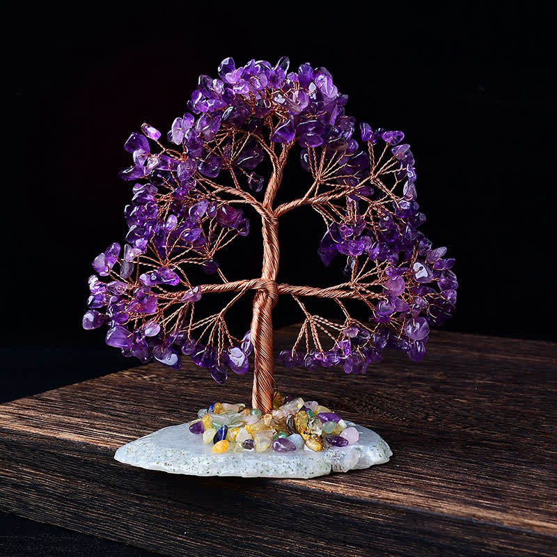 Olivenorma Colored Agate Gravel Base Feng Shui Tree