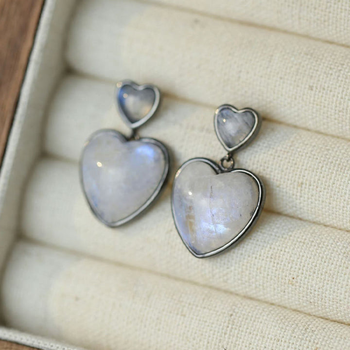 Olivenorma Moonstone Heart Shaped Dangle Earrings