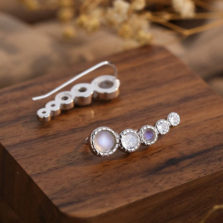 Olivenorma Round Moonstone White Zircon Gemstone Earrings