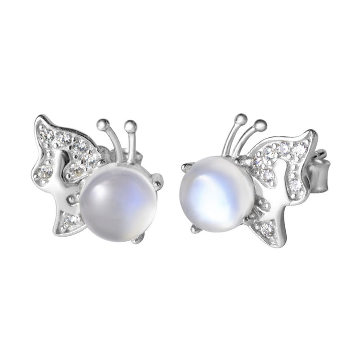 Olivenorma Natural Moonstone Butterfly Shaped Stud Post Earrings