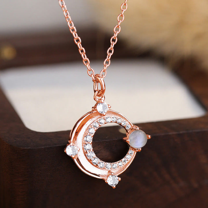 Olivenorma Crescent Moon Charm Natural Moonstone Necklace