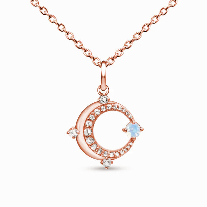 Olivenorma Crescent Moon Charm Natural Moonstone Necklace