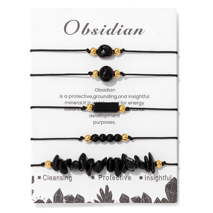 Olivenorma 5Pcs Handmade Gemstone Energy Braided Bracelet