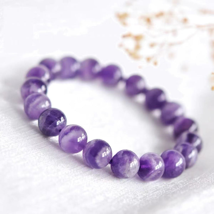 Olivenorma Natural Amethyst Healing Round Beaded Bracelet